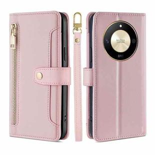 For Honor X50 5G Lite Sheep Texture Cross-body Zipper Wallet Leather Phone Case(Pink)