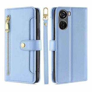 For ZTE Axon 40 Lite Lite Sheep Texture Cross-body Zipper Wallet Leather Phone Case(Blue)