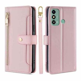 For ZTE Blade A53 4G Lite Sheep Texture Cross-body Zipper Wallet Leather Phone Case(Pink)
