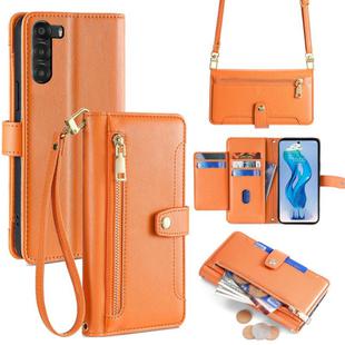 For ZTE nubia S 5G A403ZT Sheep Texture Cross-body Zipper Wallet Leather Phone Case(Orange)