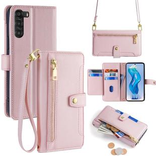 For ZTE nubia S 5G A403ZT Sheep Texture Cross-body Zipper Wallet Leather Phone Case(Pink)