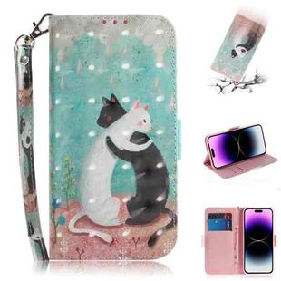 For iPhone 15 Pro 3D Colored Horizontal Flip Leather Phone Case(Black White Cat)