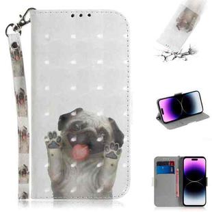 For iPhone 15 Pro Max 3D Colored Horizontal Flip Leather Phone Case(Pug)