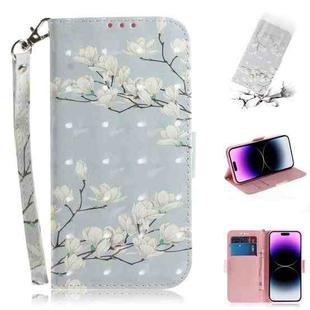 For iPhone 15 Pro Max 3D Colored Horizontal Flip Leather Phone Case(Magnolia)