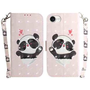 For iPhone SE 2024 3D Colored Horizontal Flip Leather Phone Case(Heart Panda)