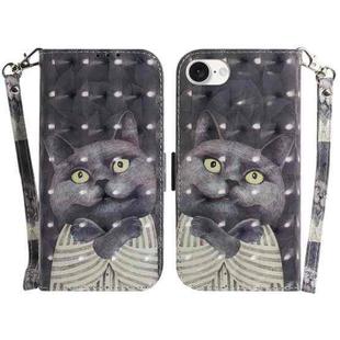 For iPhone SE 2024 3D Colored Horizontal Flip Leather Phone Case(Hug Cat)