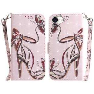 For iPhone SE 2024 3D Colored Horizontal Flip Leather Phone Case(Butterfly High-heeled)