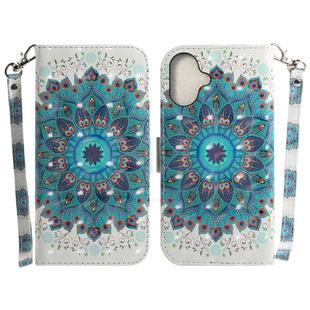 For iPhone 16 Plus 3D Colored Horizontal Flip Leather Phone Case(Peacock Wreath)
