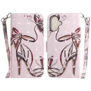 For iPhone 16 Plus 3D Colored Horizontal Flip Leather Phone Case(Butterfly High-heeled)