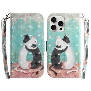 For iPhone 16 Pro Max 3D Colored Horizontal Flip Leather Phone Case(Black White Cat)