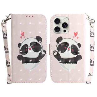 For iPhone 16 Pro Max 3D Colored Horizontal Flip Leather Phone Case(Heart Panda)