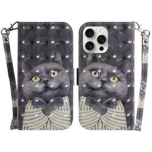 For iPhone 16 Pro Max 3D Colored Horizontal Flip Leather Phone Case(Hug Cat)