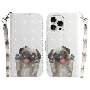 For iPhone 16 Pro Max 3D Colored Horizontal Flip Leather Phone Case(Pug)