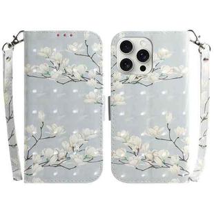 For iPhone 16 Pro Max 3D Colored Horizontal Flip Leather Phone Case(Magnolia)