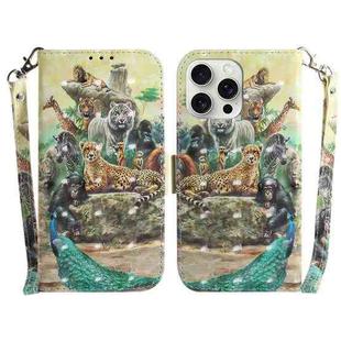 For iPhone 16 Pro Max 3D Colored Horizontal Flip Leather Phone Case(Zoo)