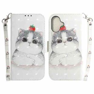 For iPhone 16 3D Colored Horizontal Flip Leather Phone Case(Cute Cat)