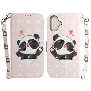 For iPhone 16 3D Colored Horizontal Flip Leather Phone Case(Heart Panda)