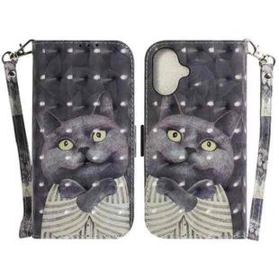 For iPhone 16 3D Colored Horizontal Flip Leather Phone Case(Hug Cat)