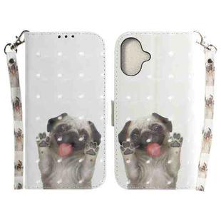 For iPhone 16 3D Colored Horizontal Flip Leather Phone Case(Pug)