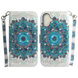 For iPhone 16 3D Colored Horizontal Flip Leather Phone Case(Peacock Wreath)