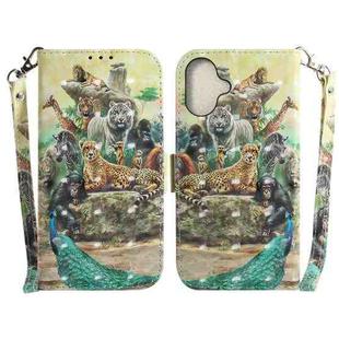 For iPhone 16 3D Colored Horizontal Flip Leather Phone Case(Zoo)