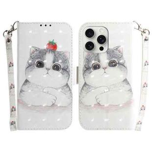 For iPhone 16 Pro 3D Colored Horizontal Flip Leather Phone Case(Cute Cat)