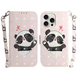 For iPhone 16 Pro 3D Colored Horizontal Flip Leather Phone Case(Heart Panda)