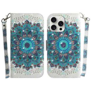 For iPhone 16 Pro 3D Colored Horizontal Flip Leather Phone Case(Peacock Wreath)