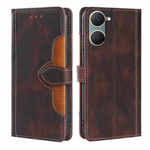 For vivo Y03 4G Skin Feel Magnetic Buckle Leather Phone Case(Brown)