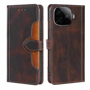 For vivo iQOO Z9 Turbo Skin Feel Magnetic Buckle Leather Phone Case(Brown)