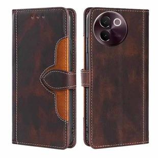 For vivo V30e 5G Global Skin Feel Magnetic Buckle Leather Phone Case(Brown)