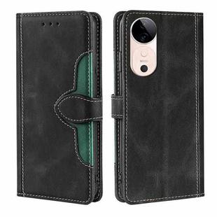 For vivo S19 5G Skin Feel Magnetic Buckle Leather Phone Case(Black)