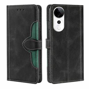 For vivo S19 Pro 5G Skin Feel Magnetic Buckle Leather Phone Case(Black)