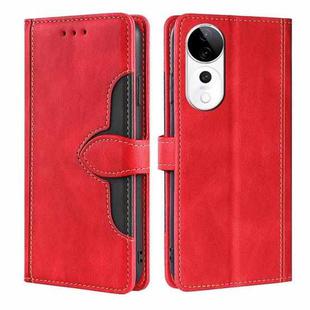 For vivo S19 Pro 5G Skin Feel Magnetic Buckle Leather Phone Case(Red)