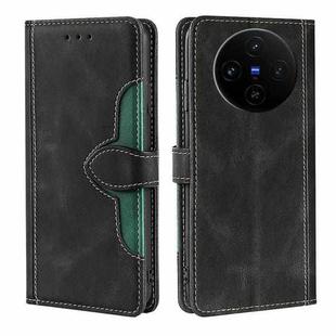 For vivo X100s Skin Feel Magnetic Buckle Leather Phone Case(Black)