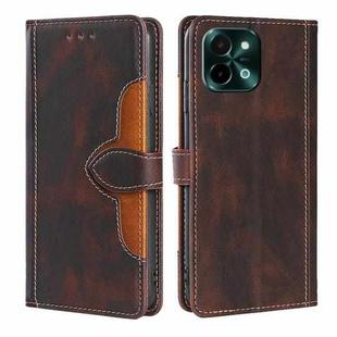 For vivo Y28 4G Skin Feel Magnetic Buckle Leather Phone Case(Brown)