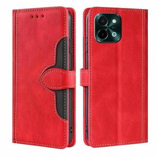 For vivo Y28 4G Skin Feel Magnetic Buckle Leather Phone Case(Red)