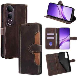 For vivo V50 Lite 5G Skin Feel Magnetic Buckle Leather Phone Case(Brown)