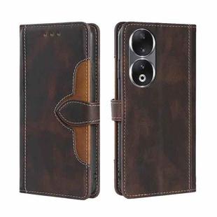 For Honor 90 5G Skin Feel Magnetic Buckle Leather Phone Case(Brown)