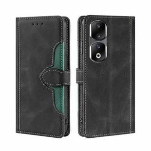 For Honor 90 Pro 5G Skin Feel Magnetic Buckle Leather Phone Case(Black)