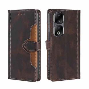 For Honor 90 Pro 5G Skin Feel Magnetic Buckle Leather Phone Case(Brown)