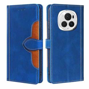 For Honor Magic6 Pro 5G Skin Feel Magnetic Buckle Leather Phone Case(Blue)