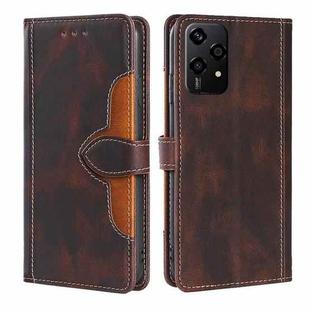 For Honor 200 Lite 5G Global Skin Feel Magnetic Buckle Leather Phone Case(Brown)