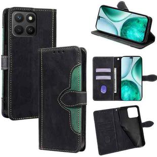 For Honor X8c 4G Skin Feel Magnetic Buckle Leather Phone Case(Black)