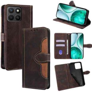 For Honor X8c 4G Skin Feel Magnetic Buckle Leather Phone Case(Brown)