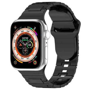 For Apple Watch 8 45mm Square Buckle Armor Style Silicone Watch Band(Plating Titanium Black)