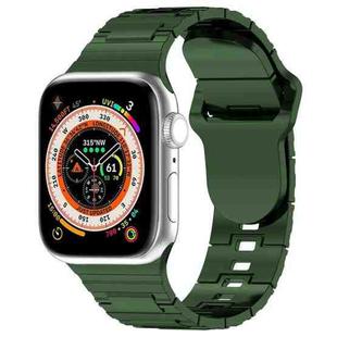 For Apple Watch 7 45mm Square Buckle Armor Style Silicone Watch Band(Plating Green)