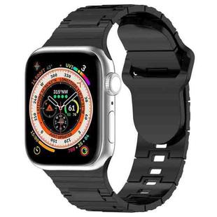 For Apple Watch 7 45mm Square Buckle Armor Style Silicone Watch Band(Plating Titanium Black)