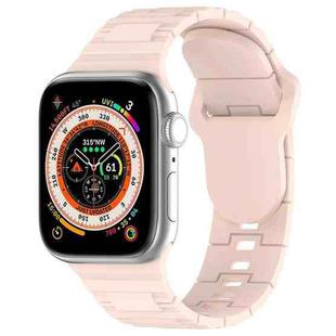 For Apple Watch 7 45mm Square Buckle Armor Style Silicone Watch Band(Light Pink)