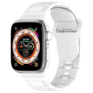 For Apple Watch SE 44mm Square Buckle Armor Style Silicone Watch Band(White)